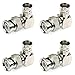 BNC Right Angle Male to Female Adapter - Nickel-Plated Alloy, 90-Degree Elbow Connector, 4-Pack for Coaxial Cables and RF Applications
