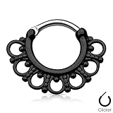 Black Tribal Fan Septum Clicker 102BN & FREE ITEMS