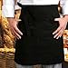 Rotanet Poly Cotton Waist Apron-Kitchen Cooking Restaurant Bistro Craft Garden Half Aprons with 3 Pockets for Men, Women, Chef, Baker, Servers, Waitress, Waiter, Craftsmen (Black)