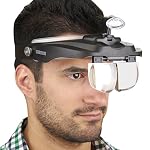 Carson-Optical-Pro-Series-MagniVisor-Deluxe-Head-Worn-LED-Lighted-Magnifier-with-4-Different-Lenses-15X-2X-25X-3X-CP-60-Black-4-Inch