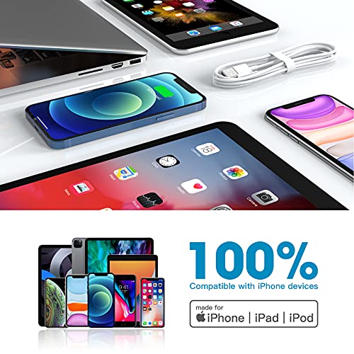 [Apple MFi Certified] iPhone Charger 6FT 4Pack Lightning Cable, 6Foot Long iPhone USB Cables 2.4A Fast Charging Cord Compatible for iPhone 12 Mini 12 Pro Max 11 Pro MAX XS Xr X 6 AirPods-2M(White)