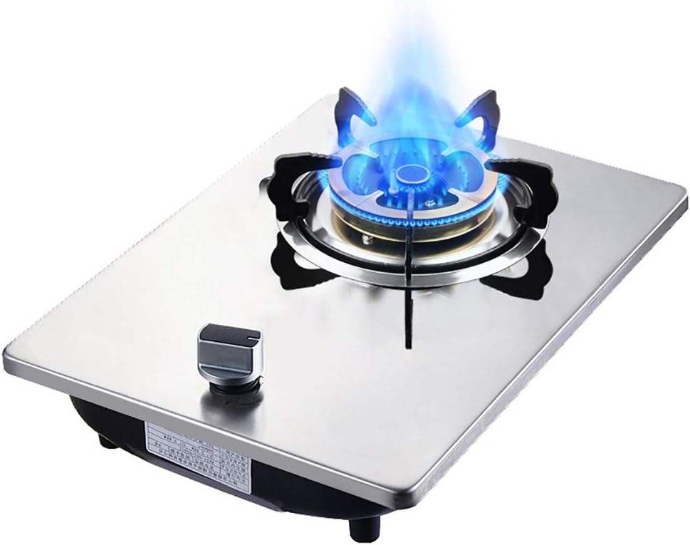 Gas Hob Cooker Black Tempered Glass Single Gas Range，Rotary Switch With Child Lock，Suitable For Home Desktop/Embedded Gas Liquefied Gas Stove [Energy Class A]