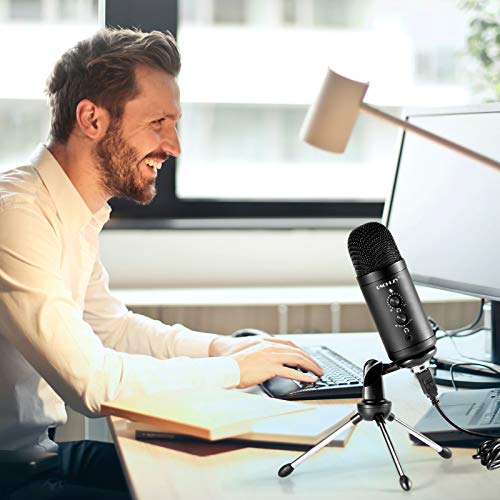 USB Recording Microphone for Computer Podcast Zero Latency Monitoring