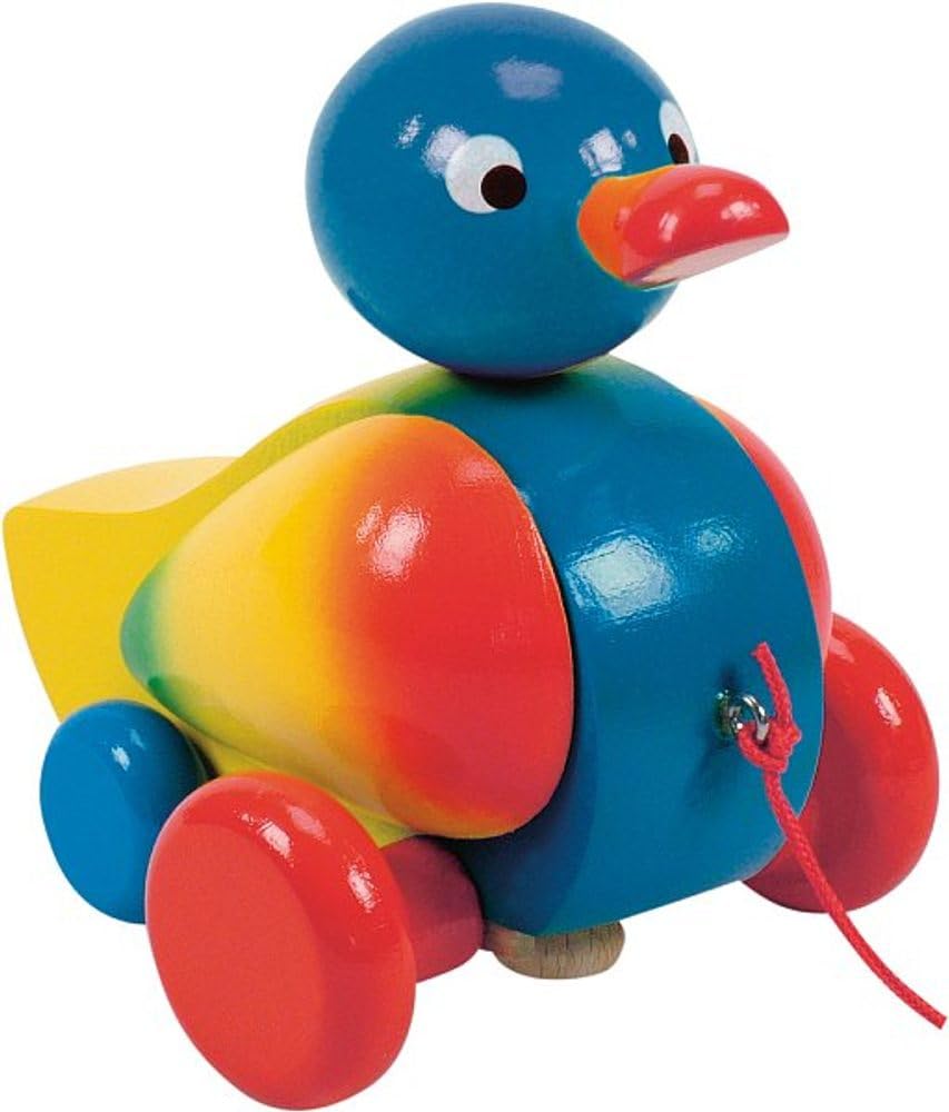 Woodyland 16 x 12 cm Didactic Toys Pull Along Duck (Blue)