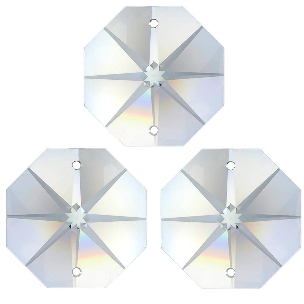 AMBROS Crystal 70x Rainbow Crystal Octagon Star ~ Koppe 14mm 2 Hole Crystal K9 ~ Feng Shui Chandelier