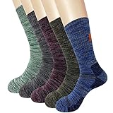 KONY 5 Pairs Men’s Moisture Wicking Thick Cushioned Long Hiking Crew Socks, Multi Performance, All Season Gift
