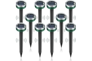WYEWYE Solar Powered Sonic Mole Deterrent Spikes, Snake Vole Repellent Outdoor, Gopher Repellent Ultrasonic Solar Powered for Lawn Garden Waterproof, Get Rid of Moles Groundhog Chipmunk Repellent