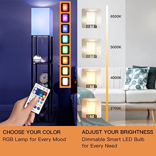 SOLIT Corner Floor Lamp with Shelves w/RGB Dimmable LED Smart Light