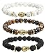 FIBO STEEL 3 Pcs Buddha Bead Bracelets for Men Women Elastic Charm Bracelet Set