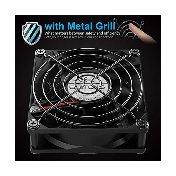 ELUTENG-80mm-Fan-with-LMH-3-Level-Speed-Switch-Metal-AC-Adapter-Fan-Cooling-Radiator-2900-RPM-Portable-AC-Adapter-Powered-Desktop-Fan-for-LaptopTV-BoxAV-cabintPS4-Black ELUTENG 80mm Fan with L/M/H 3 Level Speed Switch Metal AC Adapter Fan Cooling Radiator 2900 RPM Portable AC Adapter…