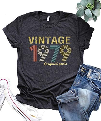 40th Birthday Gift Womens T Shirt 1981Retro Birthday Party Vintage 1981-1979 Original Parts Cute Summer Casual Tees Tops
