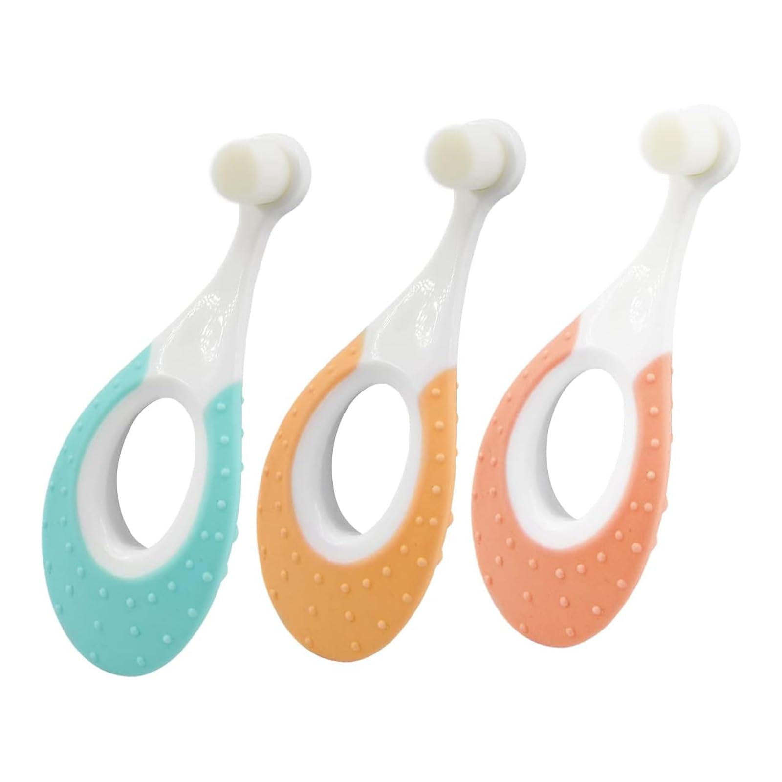 CVNRCLP Toddler Toothbrush Set – 3-Pack, Ultra-Soft Bristles for Babies 0-3 Years, Featuring Teething Rings for Gentle Teeth and Gum Care,0-2 Toothbrush