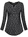 Vivilli Women's Henley V Neck Cuffed Sleeve Space Dyed Casual T Shirt Tops