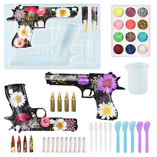 Gun Silicone Mold,Pistol Bullet Handgun Resin Mold,3D Gun Epoxy Casting