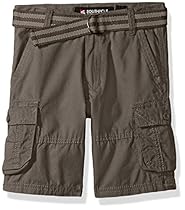 Southpole  Boys' Belted Mini Canvas Cargo Shorts in Various Colors, Dark Grey, 5