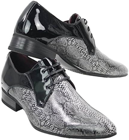 Mens Black Snake Skin Patent Shiny Leather Shoes Italian Design Laced