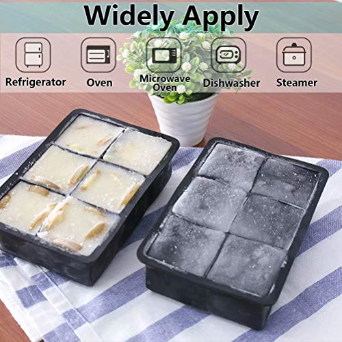 77L Ice Cube Mold (Set of 2), Square Silicone Ice Cube Mold Tray - Reusable Ice Mold Maker for Whiskey, Cocktail, Beverages and More, Keep Drinks Chilled (Black) - Thumbnail 5