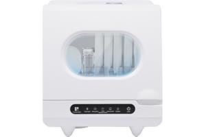 CILDON Portable Countertop Dishwasher, 72℃ Compact Dish Washing 360° Spray Arms, 4-5L Water Consumption, W/5 Washing Programs, Display for Small-Sized Houses, Apartments, Dorms, Boats, Campers/Rvs.