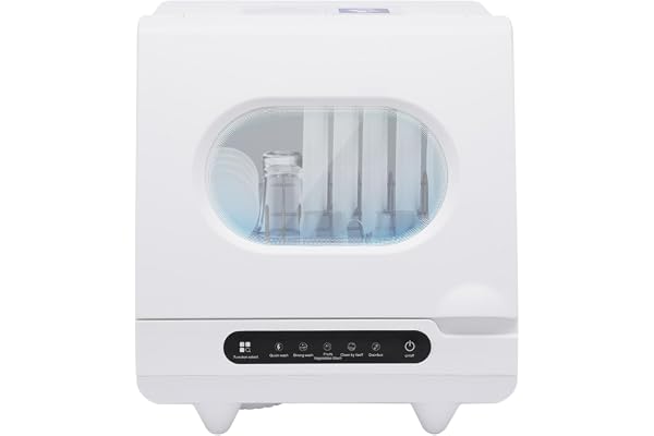 Mini Countertop Portable Dishwasher With 5 Wash Programs Compact Automatic Dish Washing Machine Energy Saving Low Noise For Apartment Dorm Rv Small Kitchen Household Daily Tableware Cleaning Use 1200W