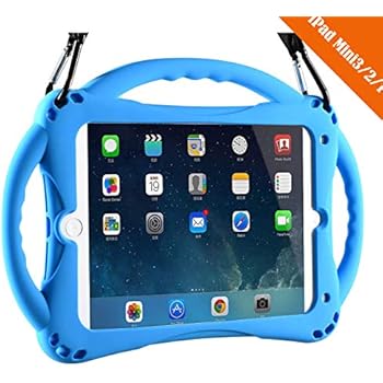 TopEsct iPad Mini Case Kids Shockproof Handle Stand Cover&(Tempered Glass Screen Protector) for iPad Mini, Mini 2, Mini 3 and iPad Mini Retina Models (Blue)