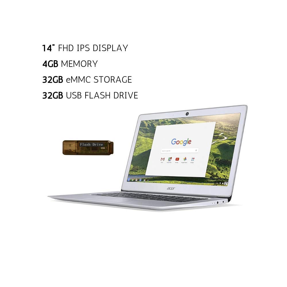Latest_Acer 14" FHD Chromebook Laptop, Intel Celeron N3160 Processor, 4GB RAM, 32GB eMMC Storage + 3