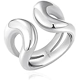 NVWAROCK Gold Chunky Bands Ring 14K Real Gold Plated Open Statement Rings for Women and Men Double Layer High Polish Stackable Thick Ring Size 5 to 10