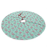 BOAOHG Flamingos Pink On Mint Green 36-inch Christmas Tree Skirt for Festive Christmas Decoration