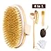 Guckmall Dry Brushing Body Brush, Best Exfoliation Brush Set with Exfoliating Gloves, Pumice Stone and Scrubber with Natural Bristles and Detachable Handle Remove Dead Skin And Toxins