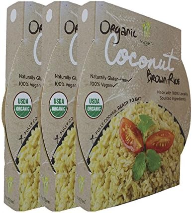 Healthee Organic Brown Rice Bowls 7.6 oz - Coconut Flavor - 3 Pack