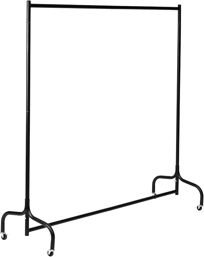 Vivo Technologies 5ft Heavy Duty Metal Clothes Rail with Wheels Black