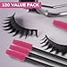 120 Pack Disposable Eyelash Applicator Wands - Curler Brush Set - Mascara Eyebrow Spoolers - Comb Wands Spoolies Brushes