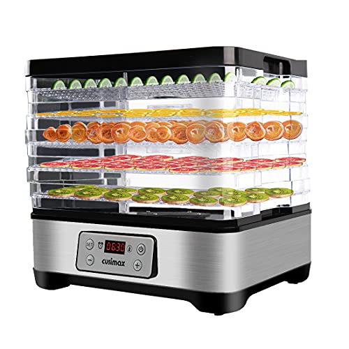 Food Dehydrator Machine, CUSIMAX Electric Dryer Dehydrators 400W with Digital Timer & LED