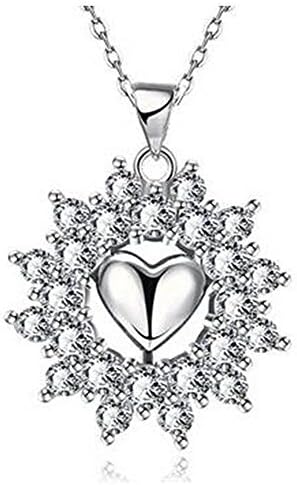 Guanta Heart-shaped Pendant Necklace Pattern Zircon Lady Jewelry(Silver)