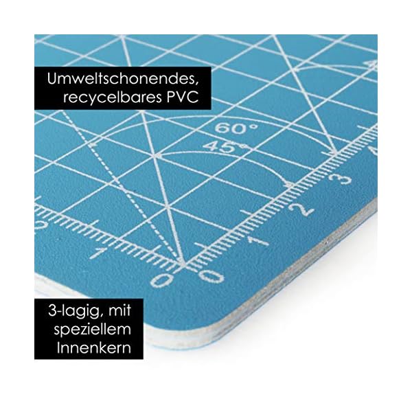 OfficeTree Schneidematte A3 - Blau - mit beidseitigen Rastern und Markierungen - Bastelunterlage 45x30 als NÃ¤hen ZubehÃ¶r - Auch als Schneideunterlage und Malunterlage – Bild 4