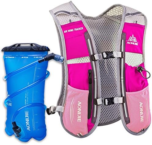 LERMX Lightweight Running Hydration Vest Pack 100oz Storage Pocket With 50oz Bladder for Hiking Marathon Biking Clothes Fits Women Men Safety Gear (Rose Red)