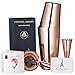 Copper Boston Cocktail Shaker, 4-Piece Set: 18oz & 28oz Weighted Cocktail Shakers, Cocktail Strainer and Double Jigger (0.5oz - 2oz), 18/8 Stainless Steel Cocktail Set with Recipes and Greeting Card