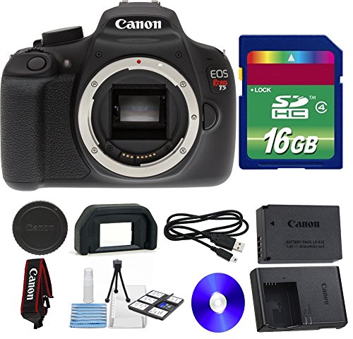 Canon T5 DSLR Camera + 16 GB SDHC Memory Card + Strap + Camera Body Cap + 6 PC Cleaning Kit - International Version Canon T5 DSLR Camera + 16 GB SDHC Memory Card + Strap + Camera Body Cap + 6 PC Cleaning Kit - International Version