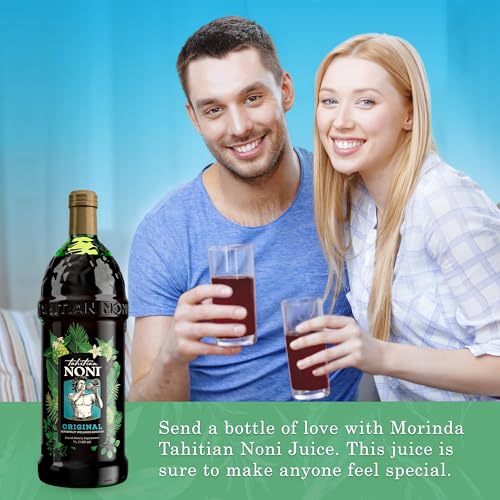 Tahitian Noni Juice by Morinda – Original Pure Noni Fruit Blend with Blueberry, Grape Extracts – Healthy Superfood Vitality Daily Wellness Drink – 4 Pack of 1L Bottle