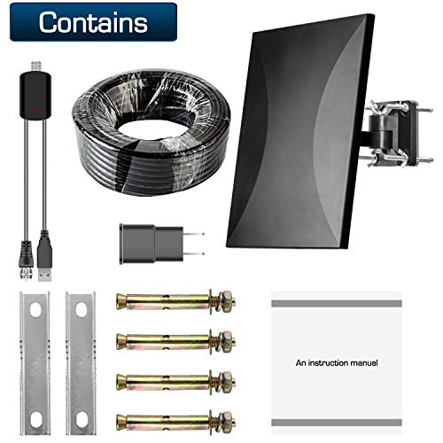 Outdoor Indoor Digital TV Antenna 150 Miles Range for 4K 720P 1080P HDTV, with Detachable Amplifier Signal Booster High Signal Reception 33 ft Coaxial Cable for FM/VHF/UHF Channels - Thumbnail 6