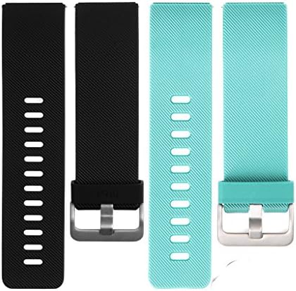 Fitbit Blaze Silicone Bands, Austrake Small Classic Replacement Strap for Fitbit Blaze Watch Accessory of 2PACK Black Teal Green