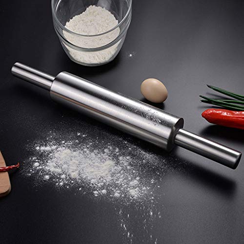 Chercherr Rolling Pin, Safe And Durable Smooth Home Metal Stainless Steel Rolling Pin For Baking Fondant Pie Cookie Cooking Assistant (B)