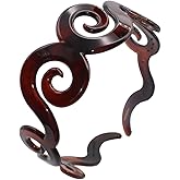 Parcelona French Swirls Wide 1.5" Tortoise Shell Celluloid Acetate Flexible No Slip Sturdy and Durable Hair Clips Hair Headband for Women and Girls, Made in France