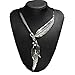Fanala Women Bronze Rope Chain Feather Pendant Choker Chunky Statement Necklace