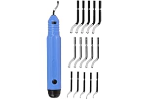 FOCCTS Metal Deburring Tool Kit Deburring Cutters Set, Anti-Slip Handle with 15 High-Speed Steel Rotary Deburr Blades Set, Great Burr Remover Hand Tool for Wood, Plastic, Aluminum, Copper and Steel