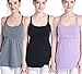 SUIEK 3PACK Nursing Top Tank Cami Maternity Shirt Sleep Bra for Breastfeeding (X-Large, Black + Dark Grey + Purple (3/Pack))