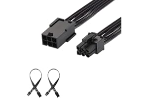 J&D 6 Pin PCI Express Power Extension Cable (2 Pack), Durable PCIe Power Extension Cable, 12 inch