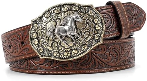 Xuniea Leather Western Cowboy Belts for Men Women Cowgirl  display picture 2