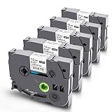 Zencoma Compatible Label Tape Replacement for Brother Label Maker Tape 12mm 0.47 White Ptouch TZe TZ 231 Laminated Tapes Work with Brother P Touch PT-D210 PT-H110 PTD-600 PT-D400 26.2 Feet, 5 Pack
