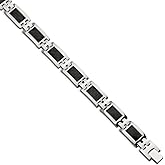 The Black Bow Men's 12mm Stainless Steel Carbon Fiber Link Bracelet, 9.25 Inch