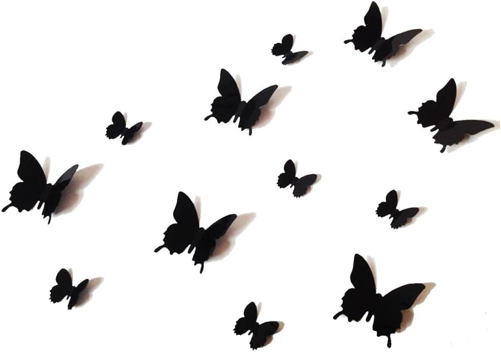 12 Pcs 3D Black Butterfly Purple Stickers Making Stickers Wall Stickers Wall Stickers / Wall Decors / Wall Art / Wall Decorations